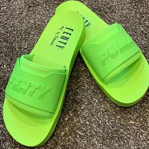 Neon Fenty Puma Slides!